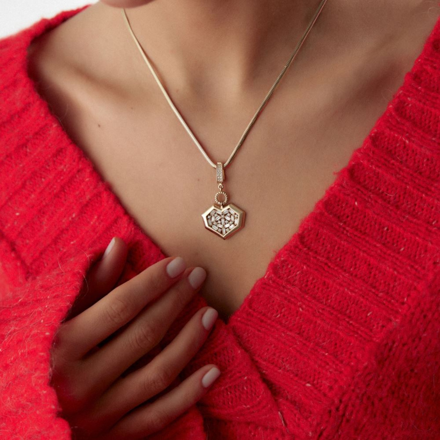 Kalp Baget Taşlı Kolye Ucu