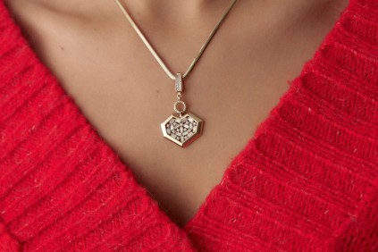 Kalp Baget Taşlı Kolye Ucu