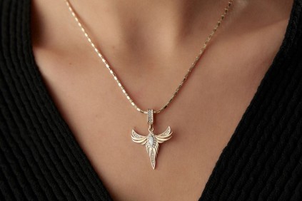 Anka Kuşu Taşlı Charm Kolye Ucu