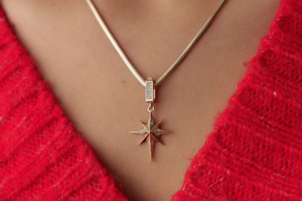 Kutup Yıldız Taşlı Charm Kolye Ucu