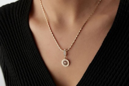 Mini Boy Pusula Taşlı Charm Kolye Ucu