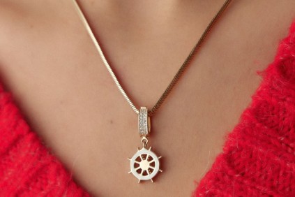 Dümen Beyaz Mineli Charm Kolye Ucu