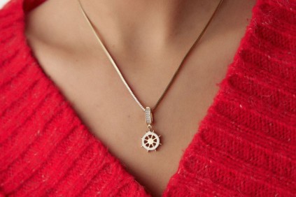 Dümen Beyaz Mineli Charm Kolye Ucu