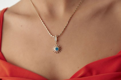 Güneş Göz Boncuklu Charm Kolye