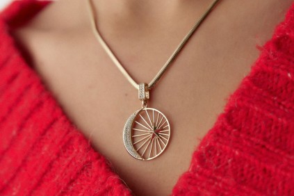 Ay Hilal Taşlı Kolye Ucu