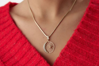 Ay Hilal Taşlı Kolye Ucu