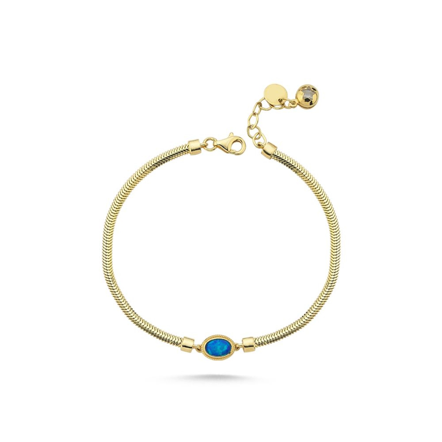 Simli Mavi Taşlı Balıksırtı Bileklik