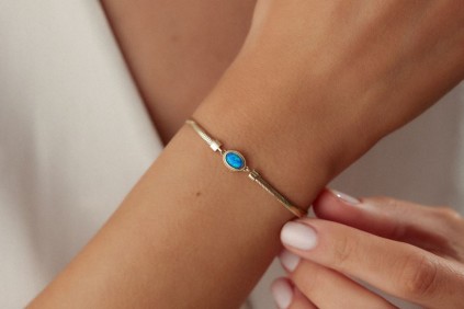 Simli Mavi Taşlı Balıksırtı Bileklik