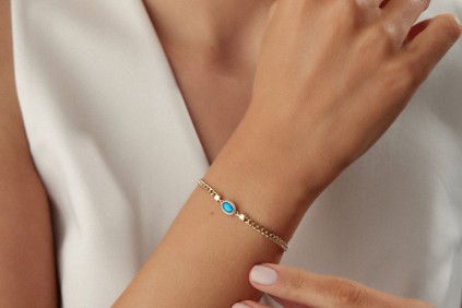 Simli Mavi Taşlı Gurmet Bileklik