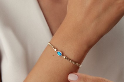 Simli Mavi Taşlı Gurmet Bileklik