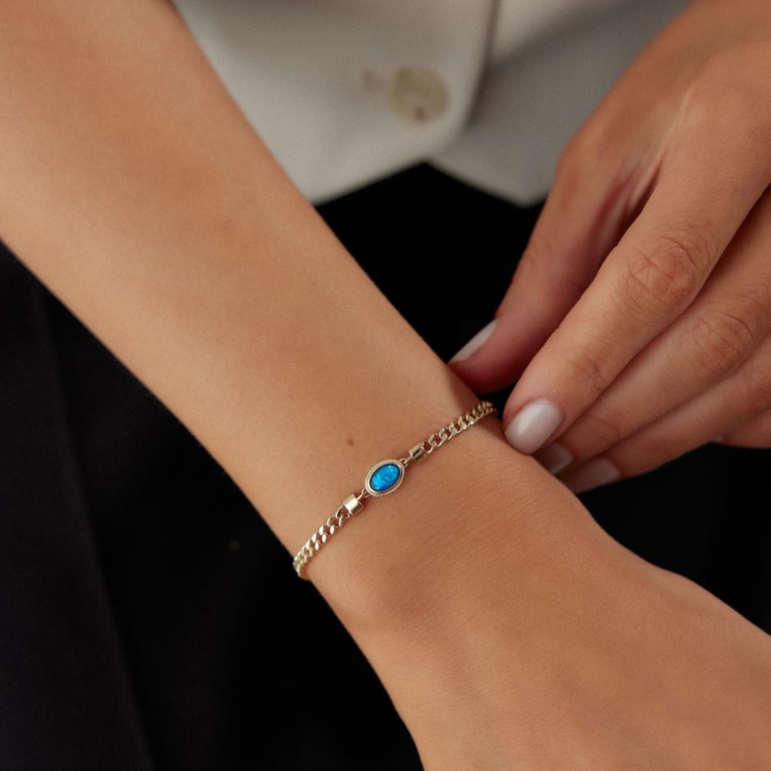 Simli Mavi Taşlı Gurmet Bileklik