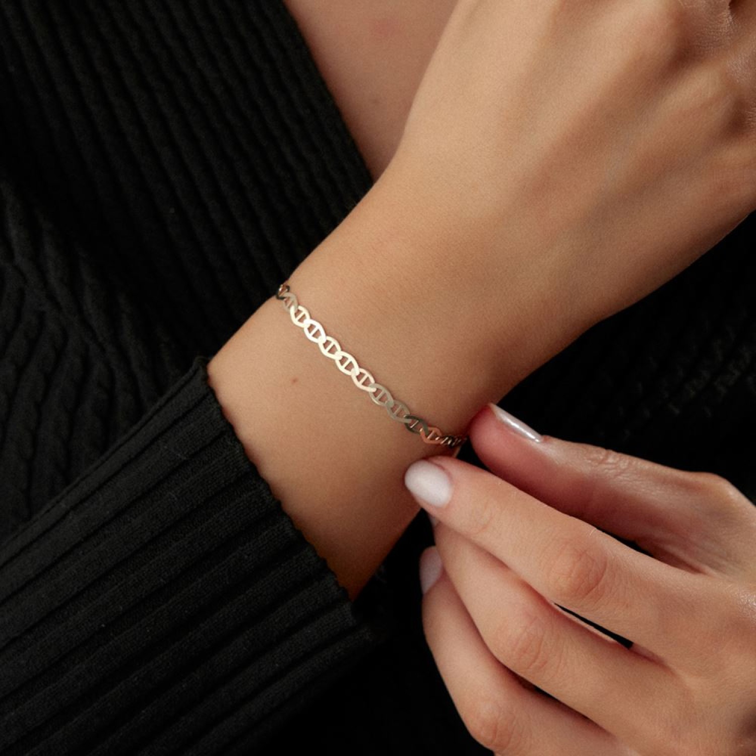 İtalyan Oval Çizgi Tasarım Bileklik