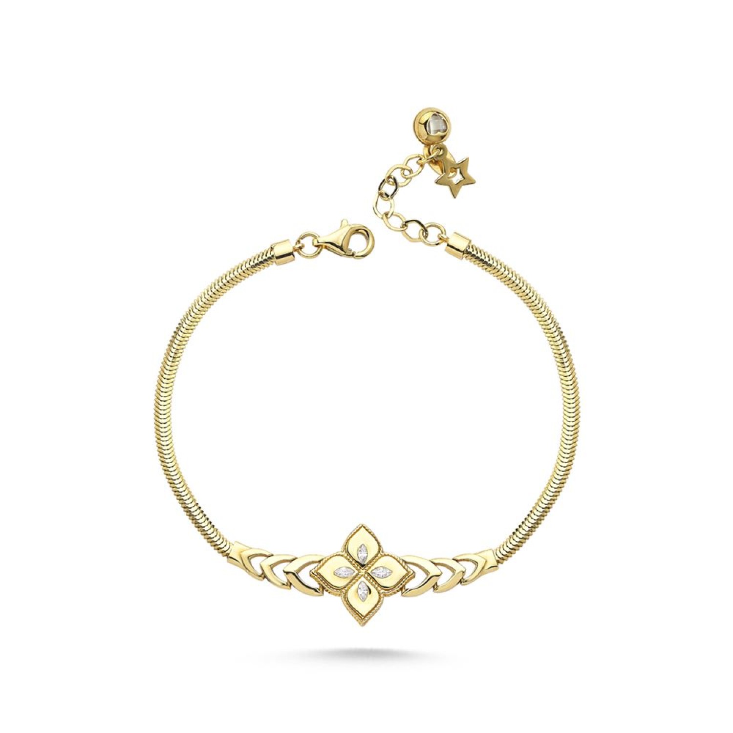 Yonca Taşlı İtalyan Zincir Bileklik
