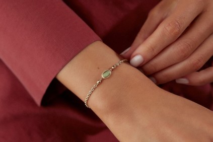 Halat Zincir Yeşil Taşlı Bileklik