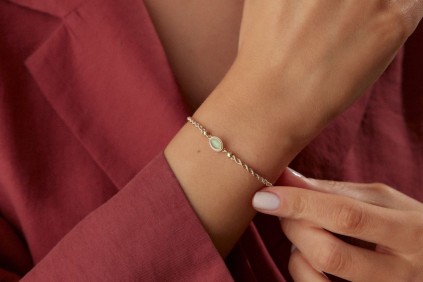 Halat Zincir Yeşil Taşlı Bileklik