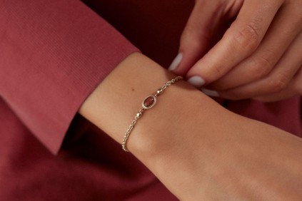 Halat Zincir Kahverengi Taşlı Bileklik