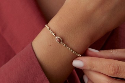 Halat Zincir Kahverengi Taşlı Bileklik