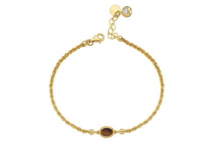 Halat Zincir Kahverengi Taşlı Bileklik