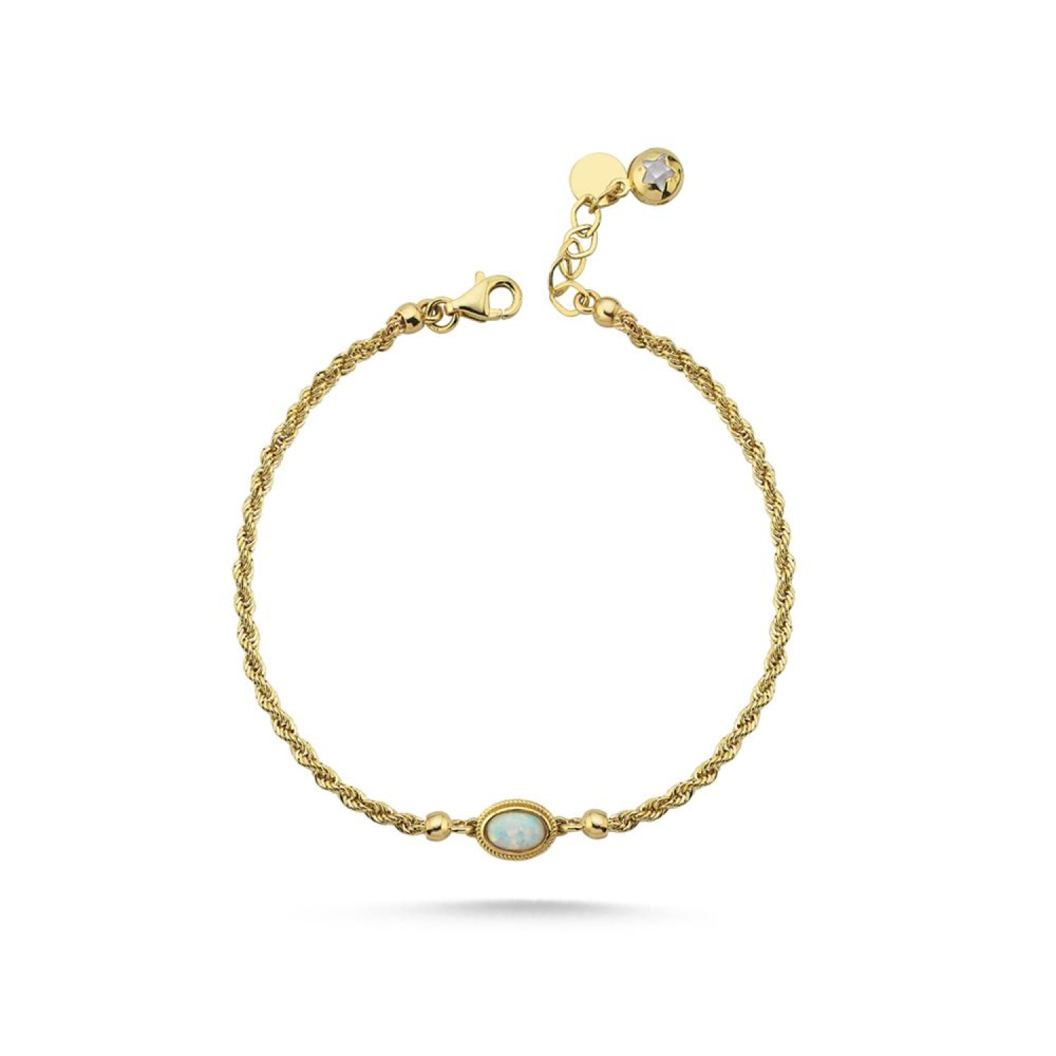 Halat Zincir Sedef Taşlı Bileklik