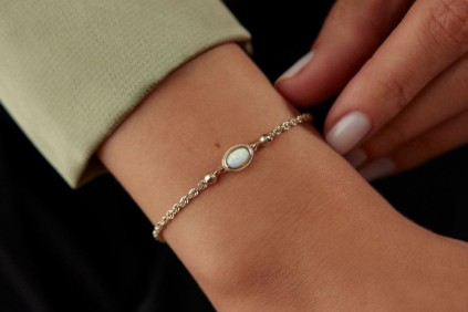 Halat Zincir Sedef Taşlı Bileklik