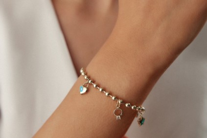 Kalp Yıldız Yonca Tektaş Taşlı Bileklik