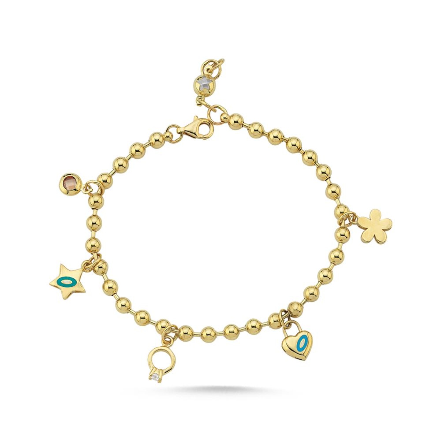 Kalp Yıldız Yonca Tektaş Taşlı Bileklik