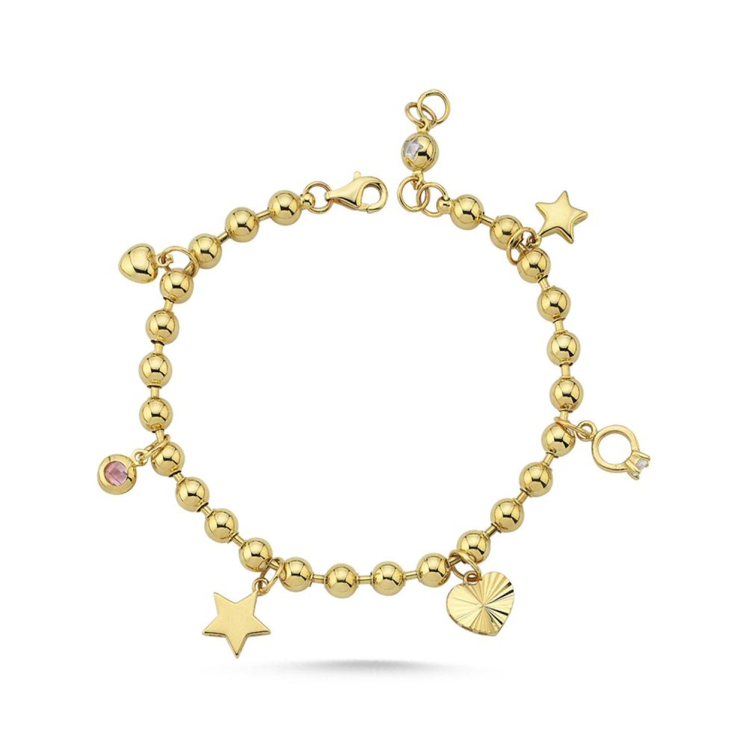 Kalp Yıldız Tektaş Taşlı Toplu Bileklik