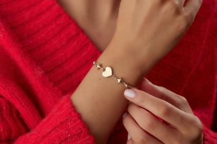 Kalp Yıldız Kalemli Top Bileklik