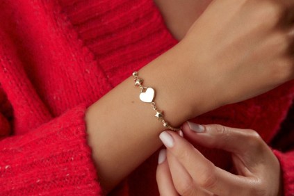 Kalp Yıldız Kalemli Top Bileklik