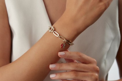 Kelebek Desenli Turuncu Mineli Bileklik