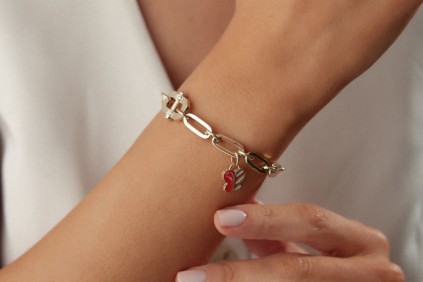 Kelebek Desenli Turuncu Mineli Bileklik