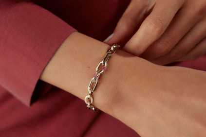 Tasarım Pembe Taşlı Bileklik