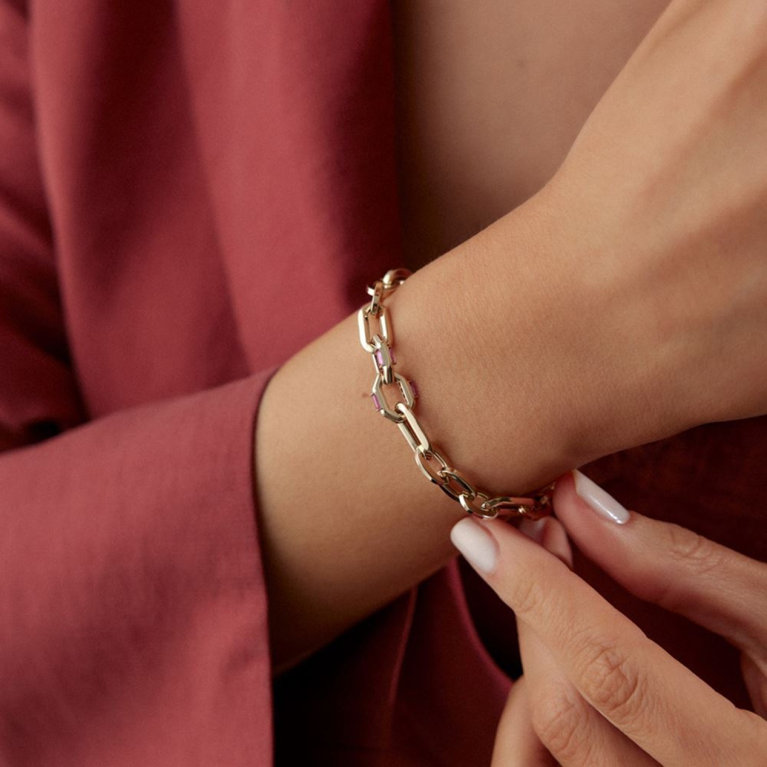 Tasarım Pembe Taşlı Bileklik