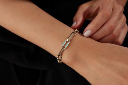 Mavi Beyaz Mineli Desenli Bileklik