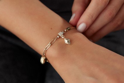 Balık Ve Halka Zincir Kalp Bileklik