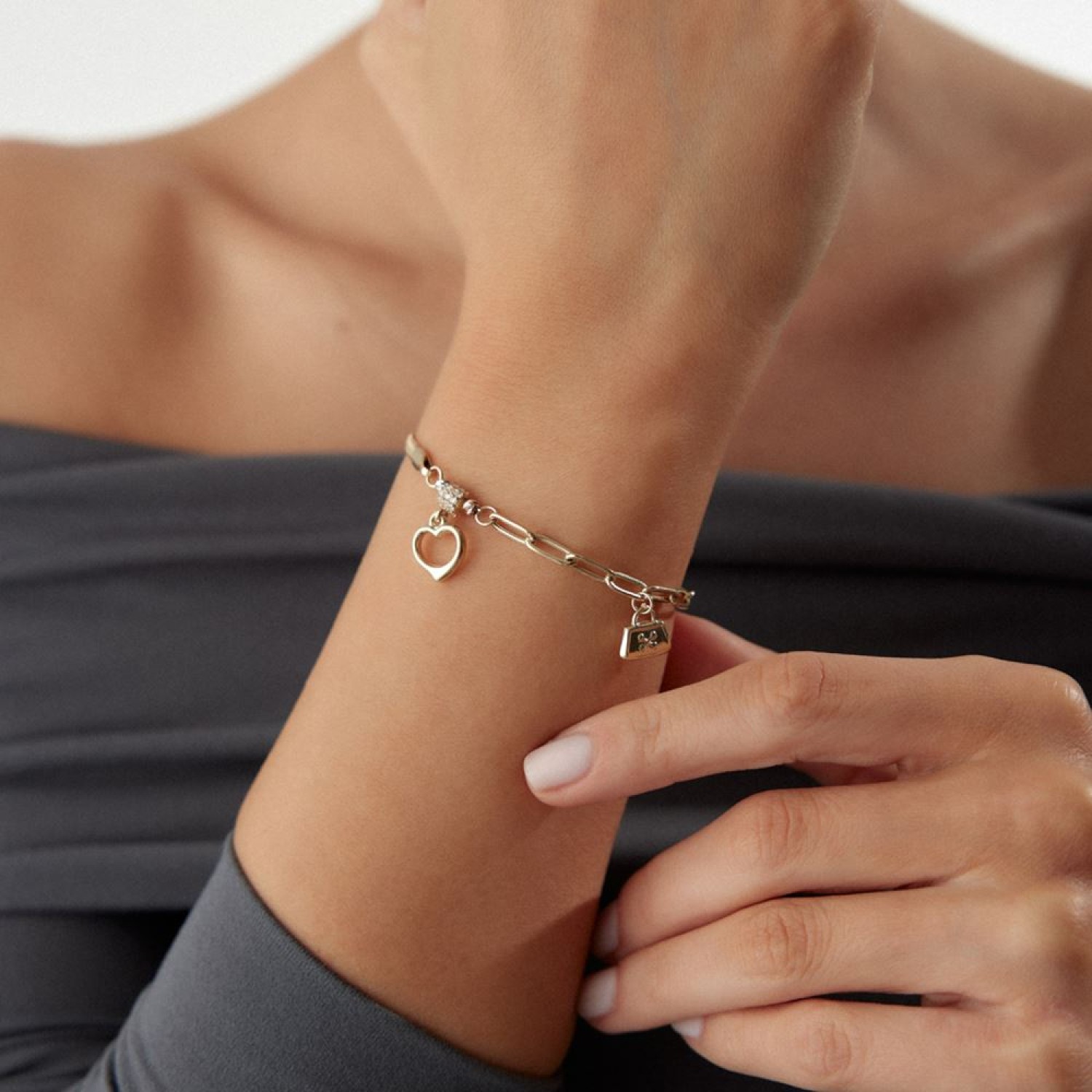 Halka Ve Balık Zincirli Kalp Bileklik