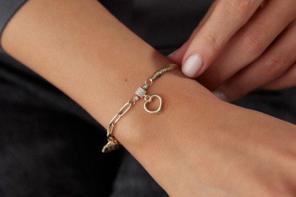 Halka Ve Balık Zincirli Kalp Bileklik