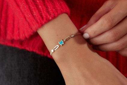 Mavi Beyaz Kelebek Bileklik