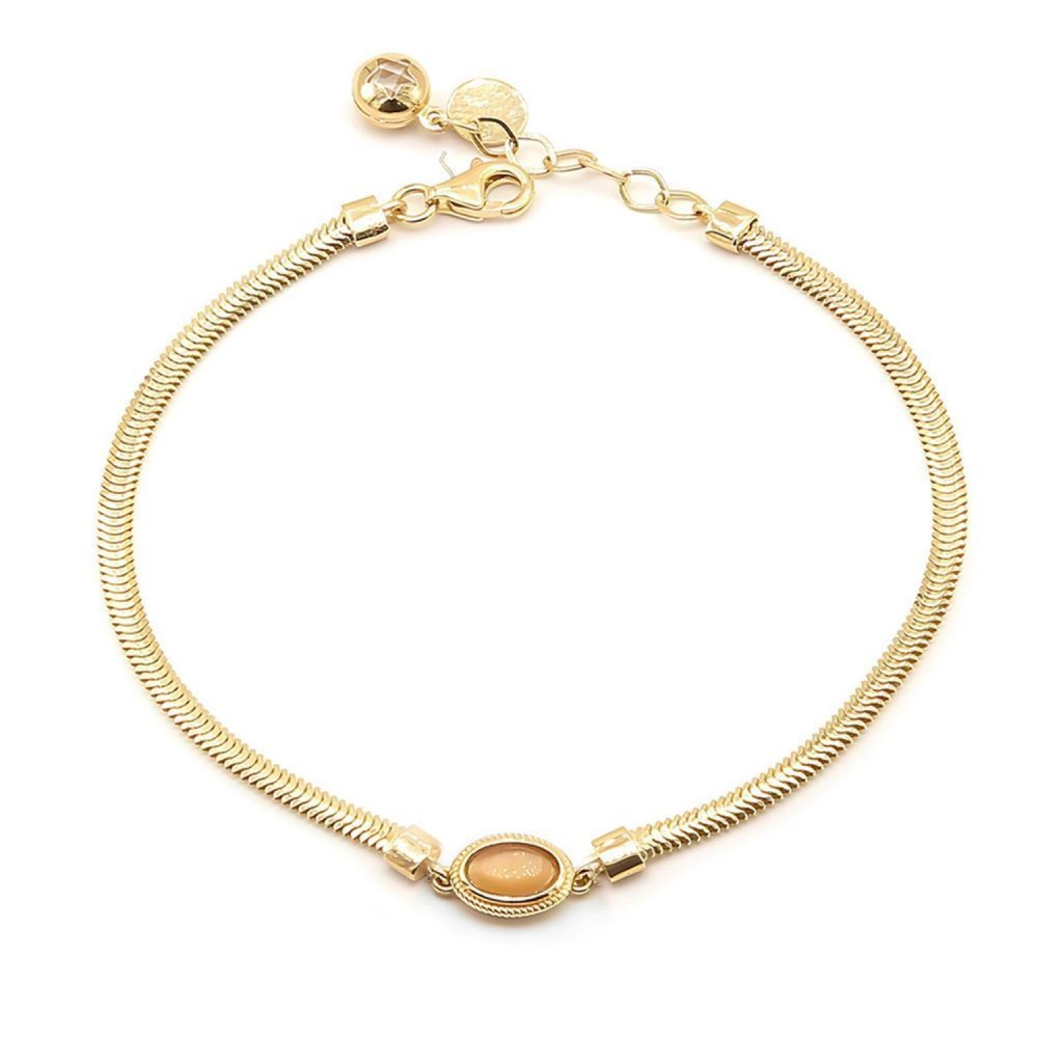 Kahverenkli Taşlı Balık Sırtı Bileklik