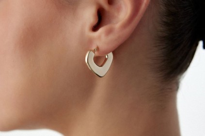 Kalp Tasarım Sade Halka Küpe