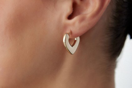 Kalp Tasarım Sade Halka Küpe