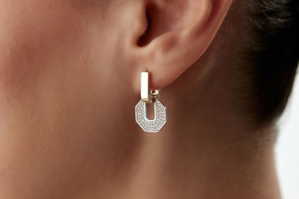 U Tasarım Taşlı Sallantı Küpe