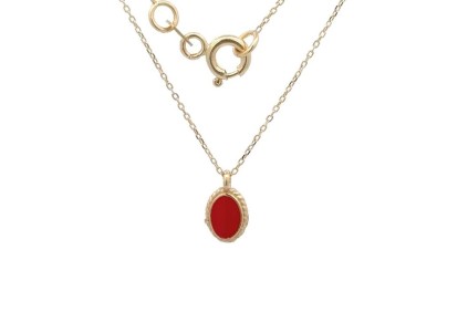 Kırmızı Oval Kolye