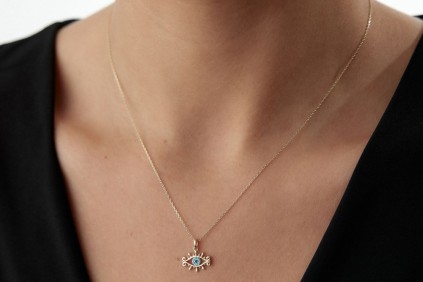 Göz Turkuaz Mineli Kolye