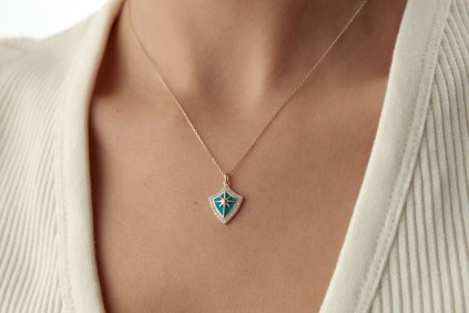 Kutup Yıldız Turkuaz Mineli Kolye