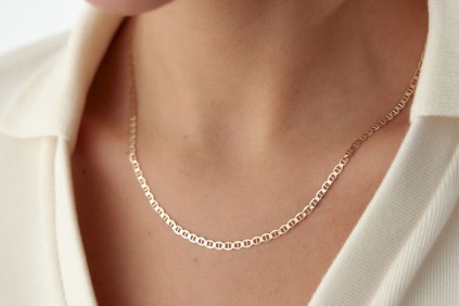 İtalyan Oval Tasarım Kolye 50 Cm