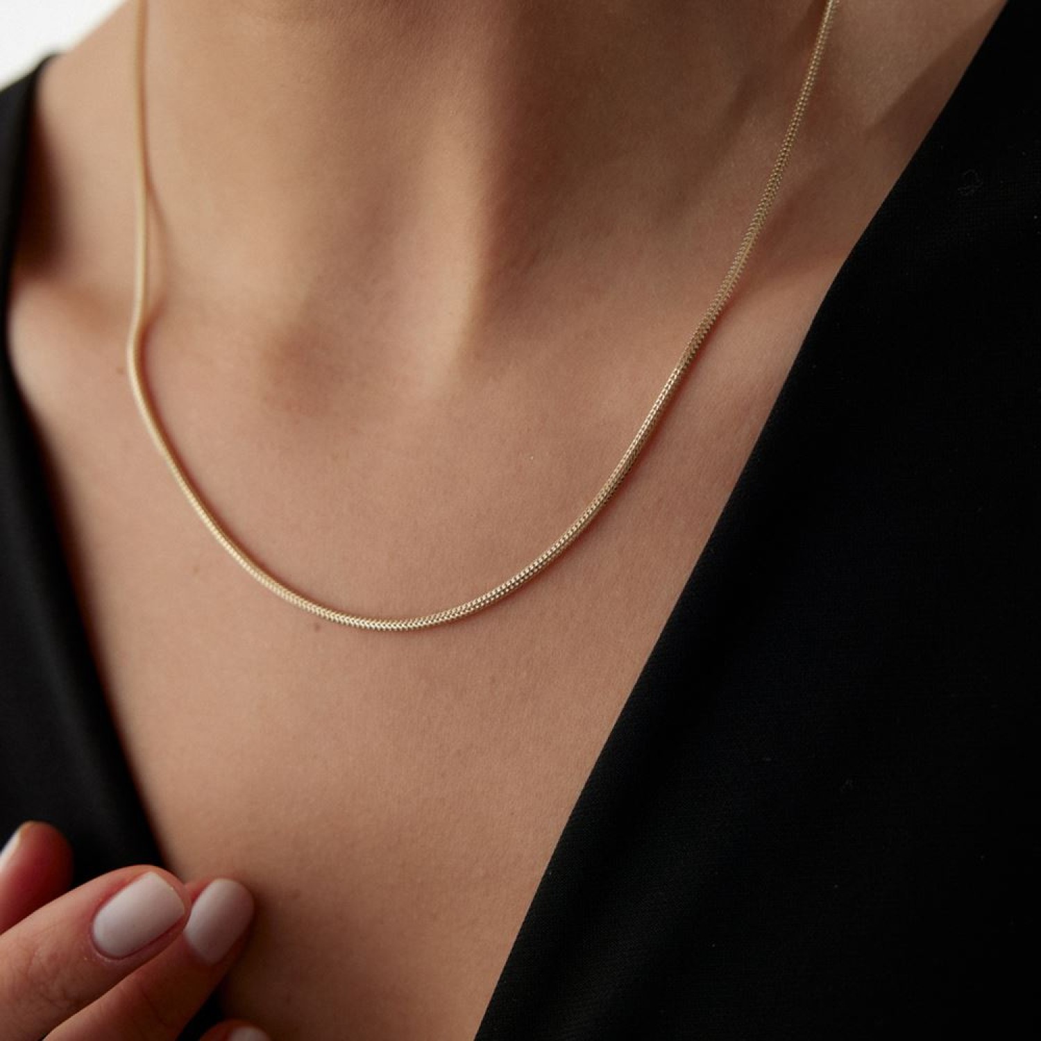 İtalyan İki Sıra Toplu Kolye 53 Cm