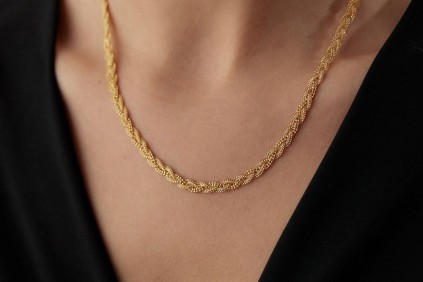 Kırmızı İtalyan Örgü Kolye 48 Cm