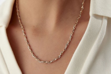 İtalyan Üç Renk Örgü Kolye 48 Cm