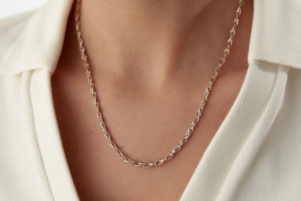 İtalyan Üç Renk Örgü Kolye 48 Cm